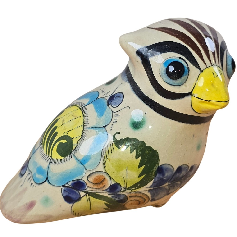 Vintage Tonala 5" Mexican Art Pottery Bird Figure Home Decor Folk Art Mexico